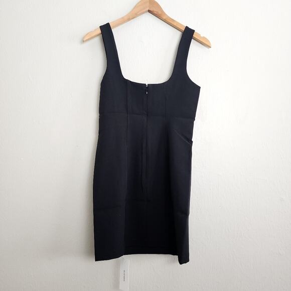 Rumored Twiggy Mini Dress Black Square Neck Stretch Knit Bodycon LBD NWT Size 4 - Picture 6 of 10